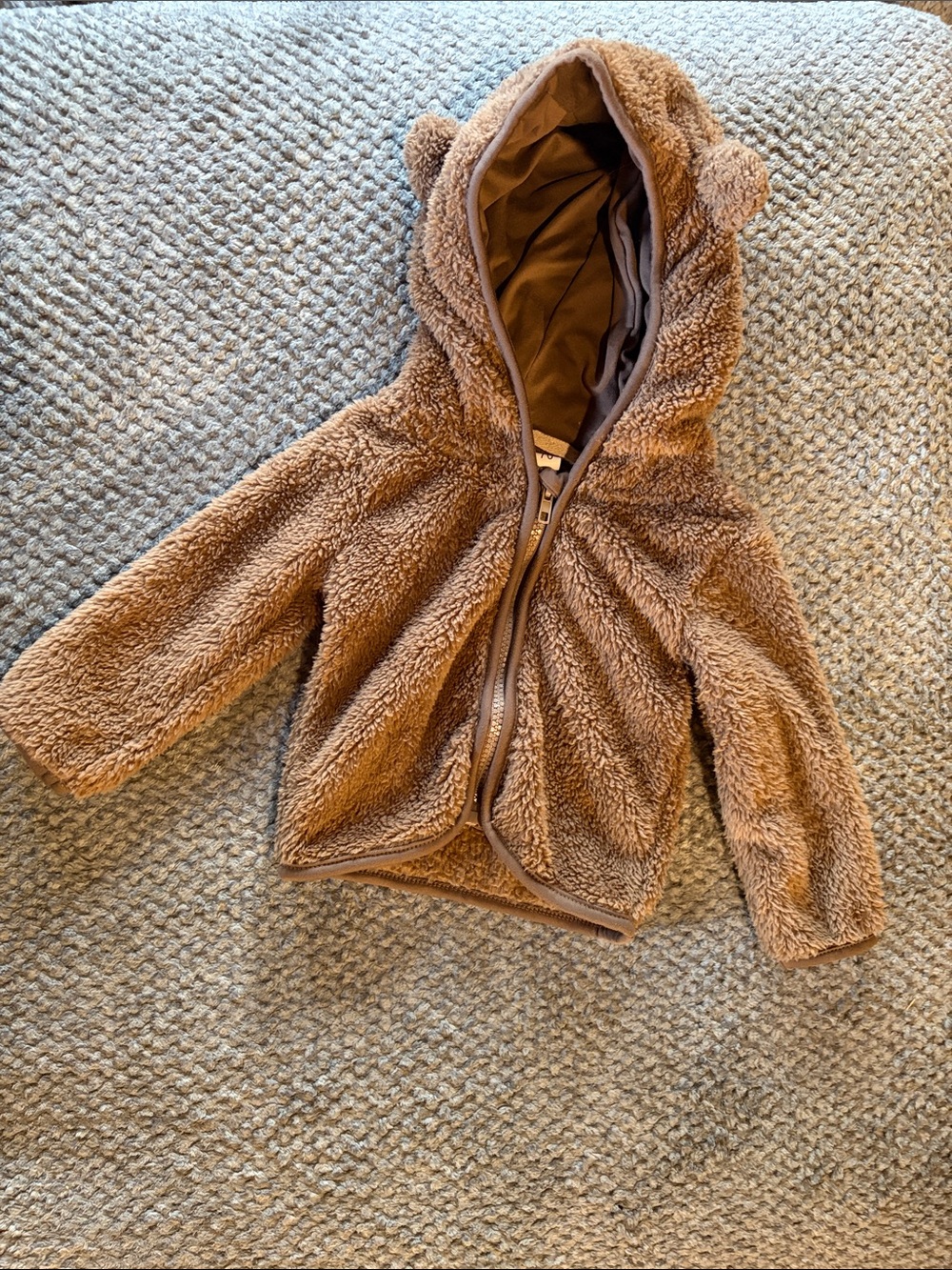 Kids Plush Bear Hooded Jacket - Brown